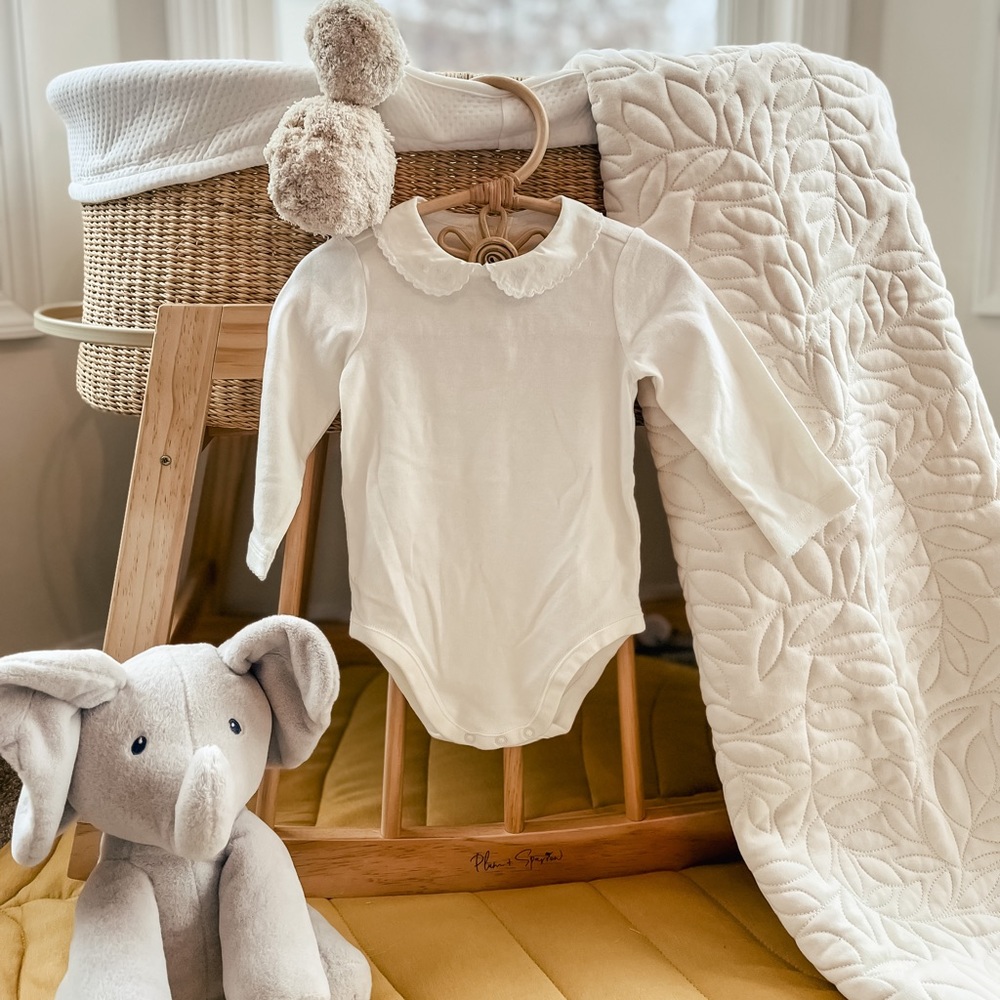 Janie & Jack White Embroidered Onesie 6-12M